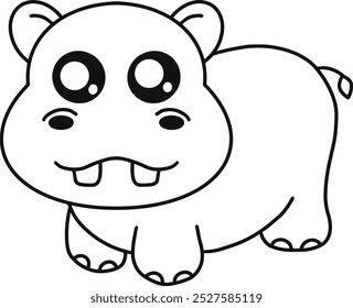 Bonito e simples Hippo Line Art