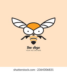 cute simple honey Bee animals logo vector