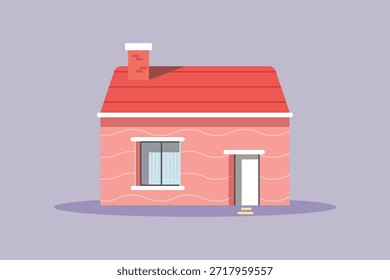 Cute simple house building. Cute House and Building Concept. Colored flat vector illustration isolated