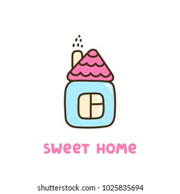 Cute simple house with inscription: Sweet home. It can be used for sticker, patch, card, phone case, poster, t-shirt, mug etc.