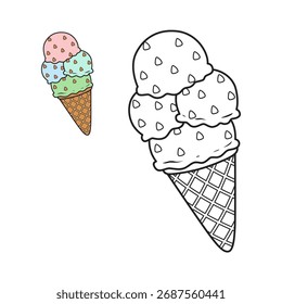Cute and simple ice cream drawing page for kids. Perfect for coloring fun, learning, and creativity. Ideal for children’s activity books and preschool art projects.