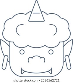 A cute and simple icon of an oni with a single horn