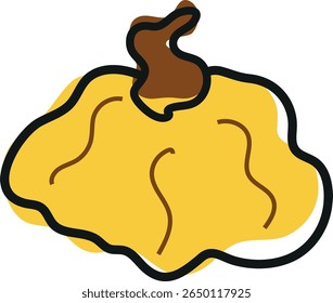 cute simple icon of a round, yellow pumpkin in cartoon doodle style, for autumn holidays, advertising and seasonal packaging