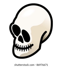 A cute simple iconic skull with simple shading.