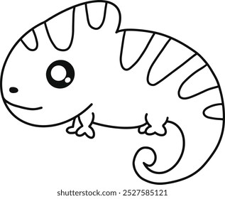 Cute and Simple Iguana Line Art