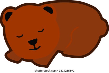 Cute and simple illustration of a bear seen from the side