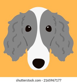 Cute and simple illustration of Borzoi Dog front face flat colored