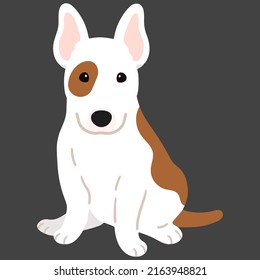 Ilustración simple y sencilla de Perro de Bull Terrier sentado frente a la vista plana de color