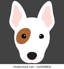 Cute and simple illustration of Bull Terrier Dog front head flat colored