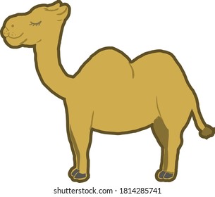Cute and simple illustration of a camel seen from the side