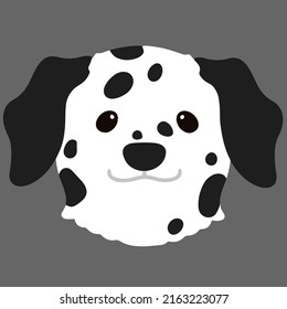 Cute and simple illustration of Dalmatian Dog front face flat colored