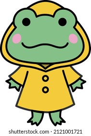 Ilustración simple y sutil de una rana en un impermeable