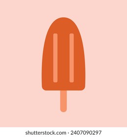 Cute simple illustration with ice cream. Sweet delicious food. Summertime clip art. Flat design. For icon, badge, card, banner