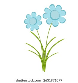 Linda ilustración simple de flores azules mínimas 