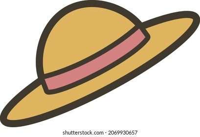 Cute simple illustration of straw hat