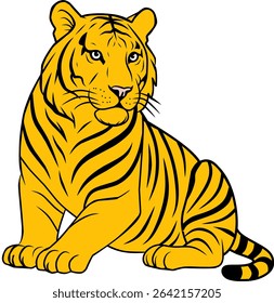 A cute, simple illustration of a tiger sitting. Ideal for use in International Tiger Day campaigns and wildlife awareness materials.
