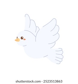Cute simple illustration of white dove, isolated vector illustration.