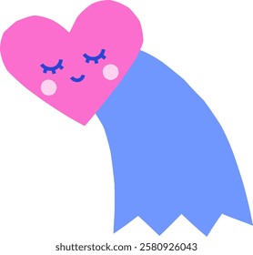 Cute simple isolated comet with heart vector illustration. Hand drawn Valentine graphic