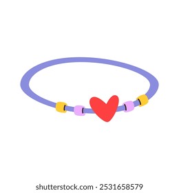 Cute simple kids bracelet, choker, necklace isolated on a white background. Childrens jewelry. Vector hand drawn flat illustration.