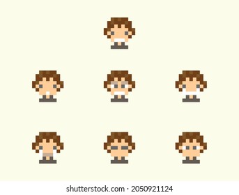 cute simple kids face in pixel art