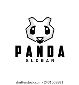 Cute and simple lazy black and white panda animal silhouette design template brand panda bear logo vector