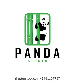 Cute and simple lazy black and white panda animal silhouette design template brand panda bear logo vector