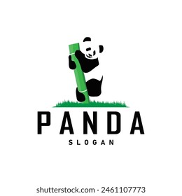 Cute and simple lazy black and white panda animal silhouette design template brand panda bear logo vector