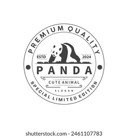 Cute and simple lazy black and white panda animal silhouette design template brand panda bear logo vector