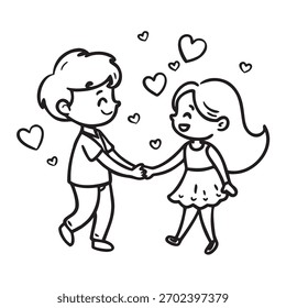  Cute Simple Line Doodle Couple
