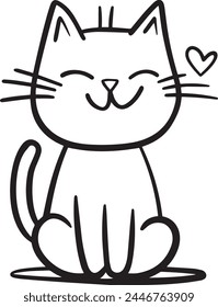 Cute simple line draw cat