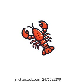 Cute simple lobster colored flat icon on isolated white background
