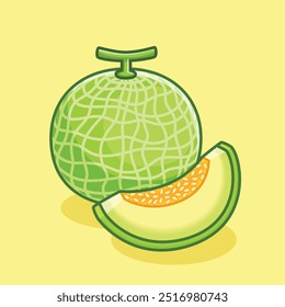 cute simple melon fruit buah melon vector design ideas illustration