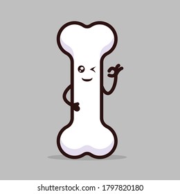 Dibujo de diseño de mascota de órganos óseos simple y minimalista 