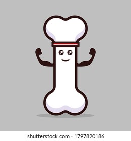 Cute simple and minimalist bone organ mascot design illustration 