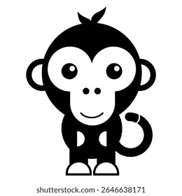 cute and simple monkey cartoon vector illustration