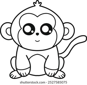 Cute and Simple Monkey Line Art