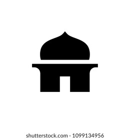 Cute and Simple Mosque Symbol, Black Color Islam Silhouette, Vector Icon Design