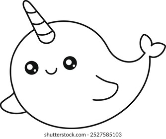 Bonito e simples Narwhal Line Art