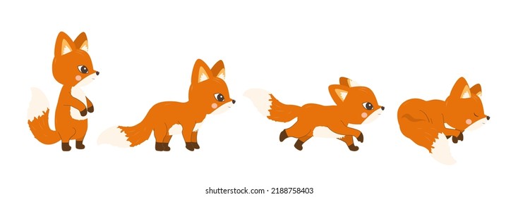 Cute and simple orange fox vector images