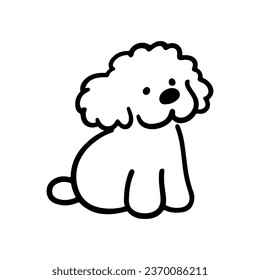 Cute Simple outline line art dog logo on isolated white background design for pet shop, store, vector doodle puppy