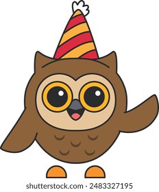 Cute and simple owl cartoon illustration