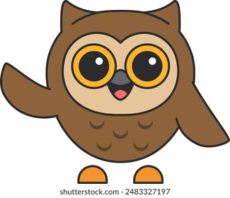 Cute and simple owl cartoon illustration