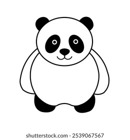 Cute simple panda vector illustration line art