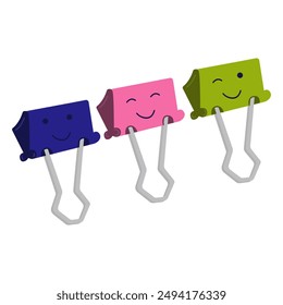 Cute simple paperclip for securing documents, planners. Hand drawn clipart for office and school, isolated