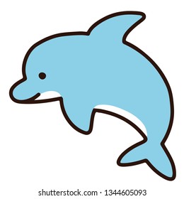 Cute and simple pastel blue dolphin with outlines