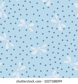 Cute simple pattern for feminine or childish textile. Women and baby texture vector seamless. Dragonfly and polka