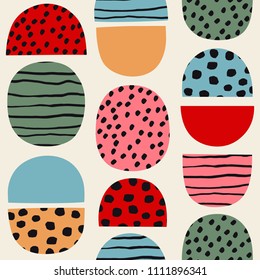 Cute simple pattern in Nordic Folk style. Beautiful seamless texture with simple shapes.