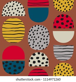 Cute simple pattern in Nordic Folk style. Beautiful seamless texture with simple shapes.