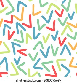 Cute simple pattern with various hand-painted elements. Vector decorative carnival background. Cartoon background for Kids. 