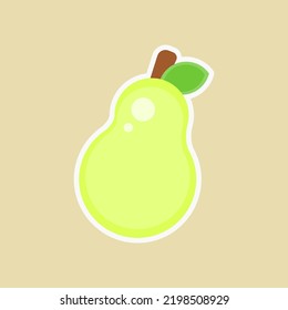 cute and simple pear doodle fruit flat illustration for sticker